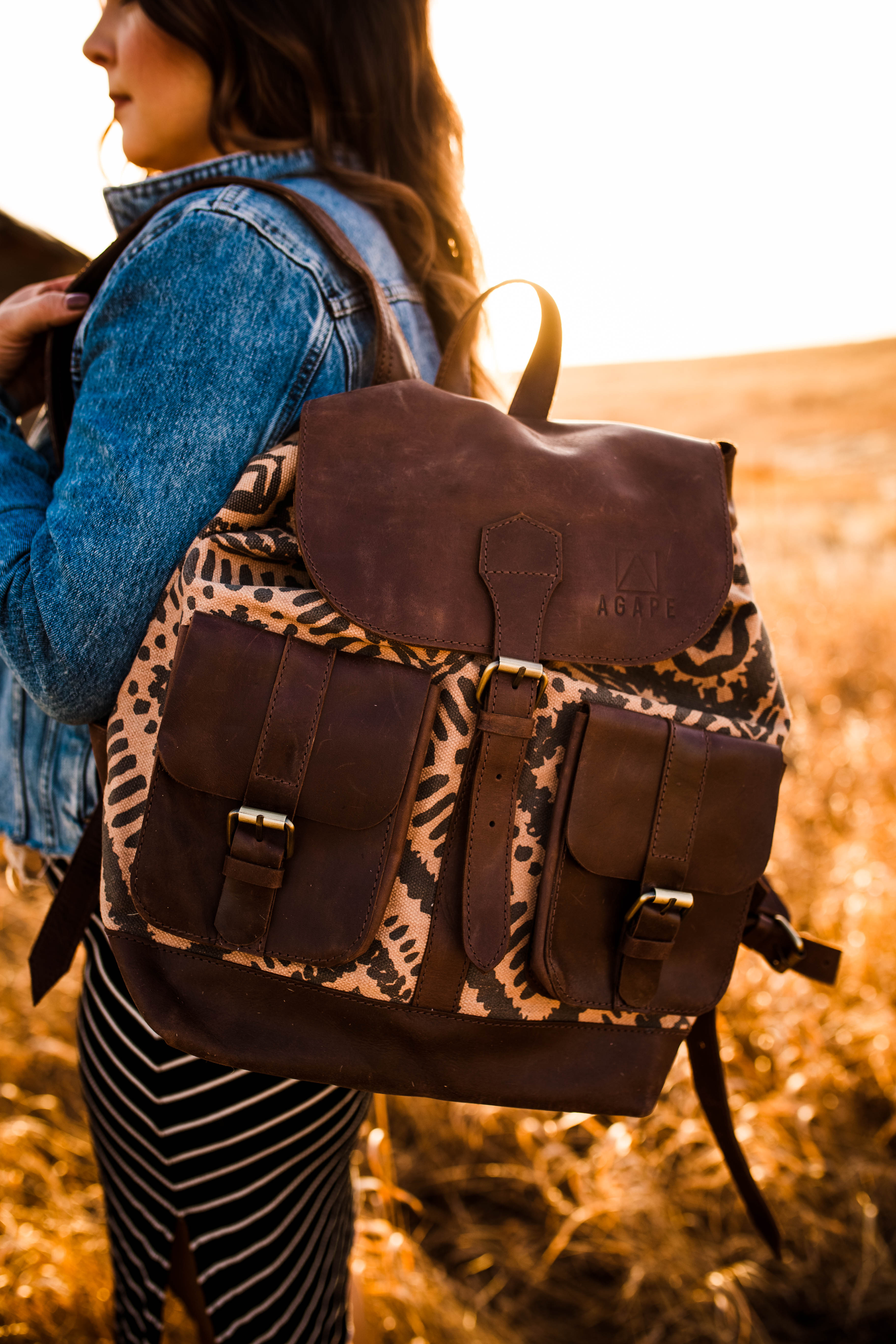 Tribal Canvas & Leather Backpack – agapeco