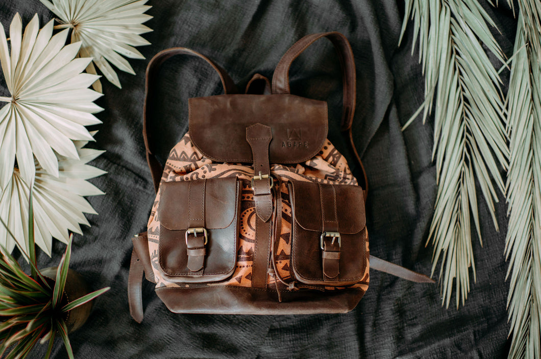 Tribal Canvas & Leather Backpack