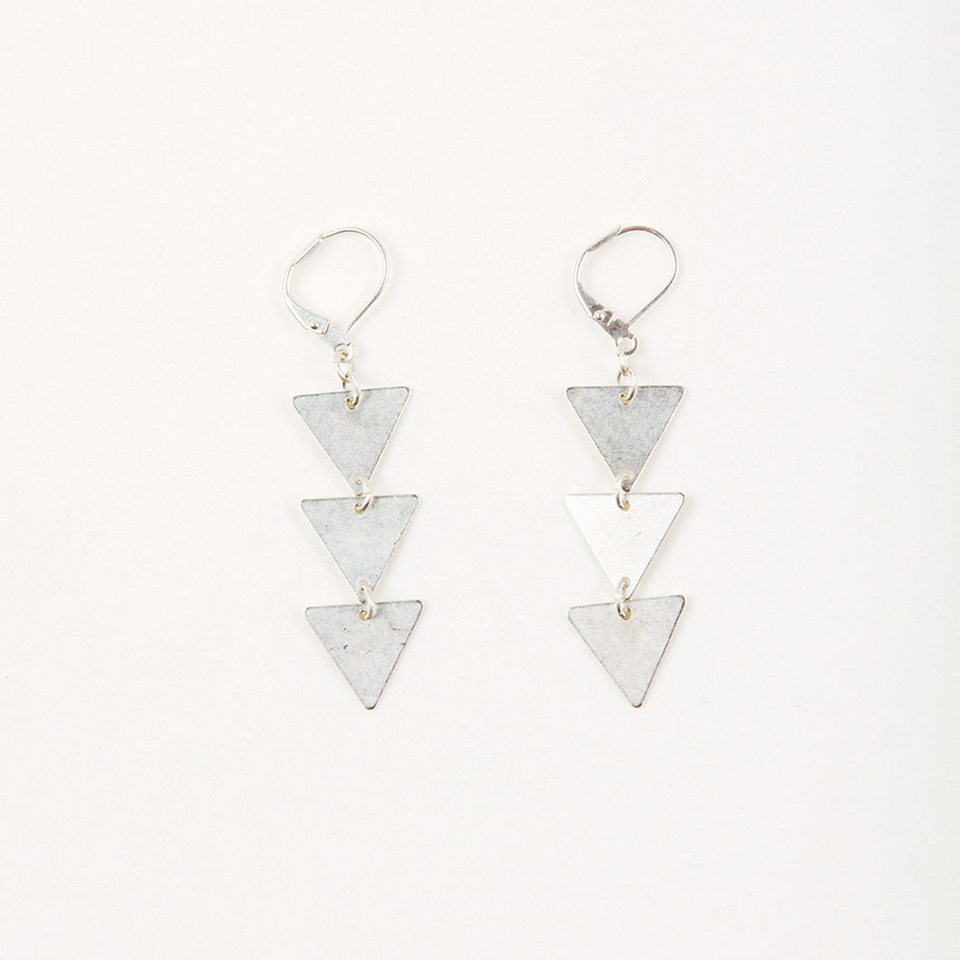 Silver Triple Triangle Earring